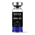Vial labeled 'NOVA Research GHK-CU' with black label on a white background